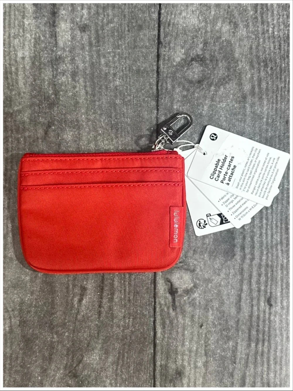 Lululemon Clippable Card Holder in Oxford Red NWT